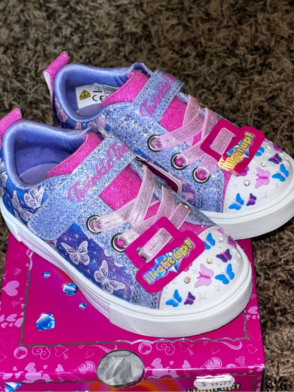SKECHERS Baby Girl's Twinkle Sparks-Ombre Flutter Sneaker Size 6 Purple Twinkle